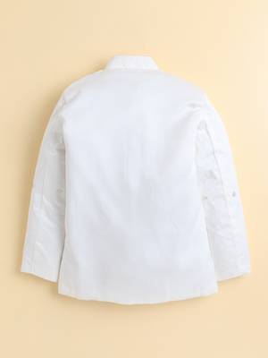 Boys off white satin heritage embroidered sherwani & trouser set with waistcoat & necklace 2