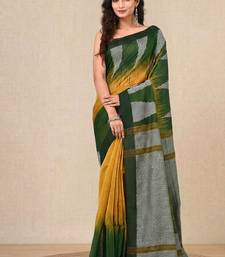 mustard woven cotton blend handspun soft saree