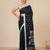 black geometric motifs cotton blend soft saree