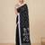 black geometric motifs cotton blend soft saree