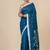 sapphire blue geometric motifs cotton blend soft saree