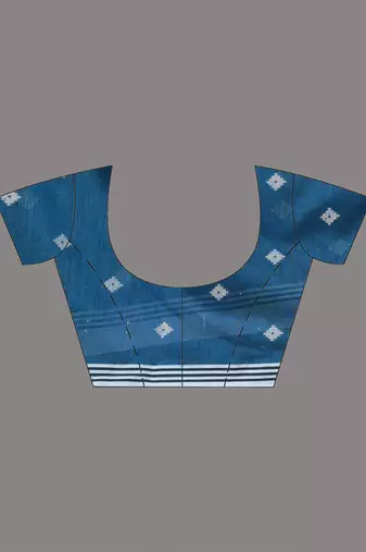 sapphire blue geometric motifs cotton blend soft saree