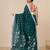 teal geometric motifs cotton blend soft saree
