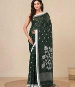 green geometric motifs cotton blend soft saree