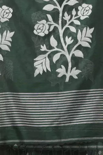 green geometric motifs cotton blend soft saree