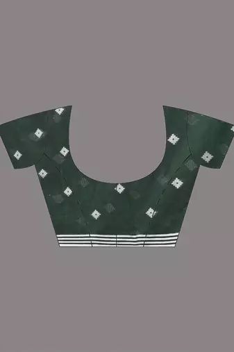 green geometric motifs cotton blend soft saree