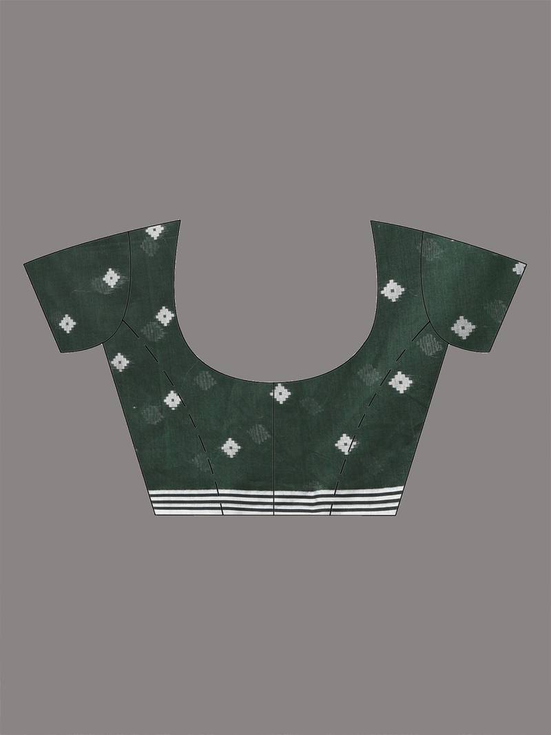 green geometric motifs cotton blend soft saree