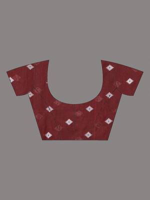 maroon geometric motifs cotton blend soft saree 5