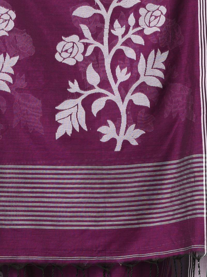 purple geometric motifs cotton blend soft saree