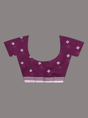 purple geometric motifs cotton blend soft saree 5
