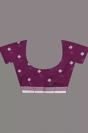 purple geometric motifs cotton blend soft saree