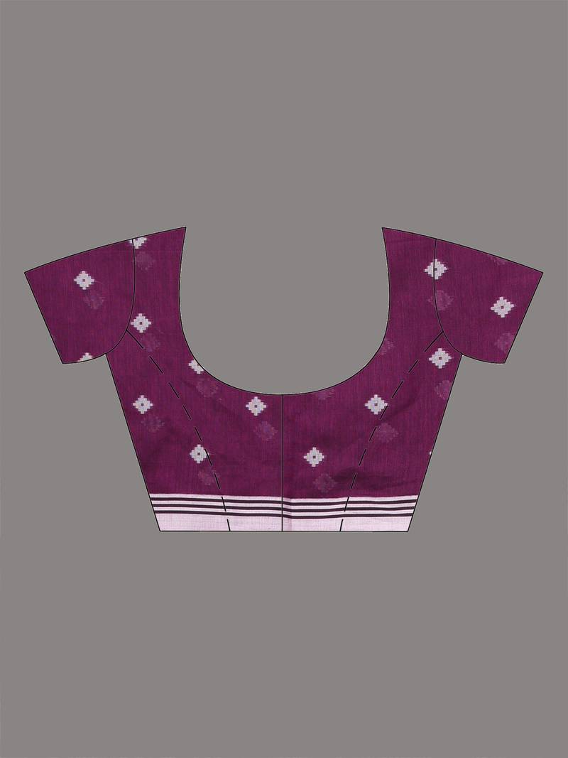 purple geometric motifs cotton blend soft saree