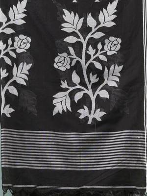 black geometric motifs cotton blend soft saree 4
