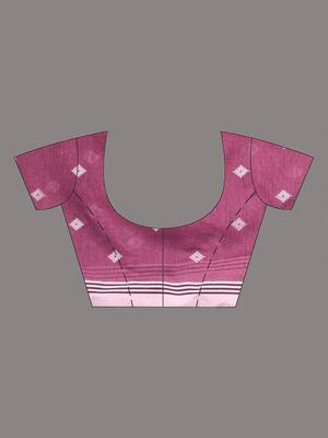 pink geometric motifs cotton blend soft saree 5