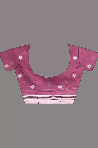 pink geometric motifs cotton blend soft saree