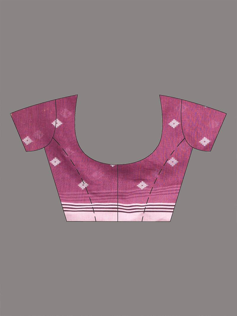 pink geometric motifs cotton blend soft saree