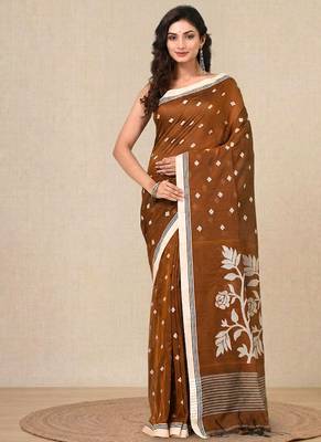 mustard geometric motifs cotton blend soft saree 1