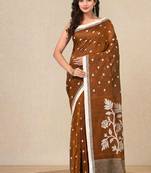 mustard geometric motifs cotton blend soft saree