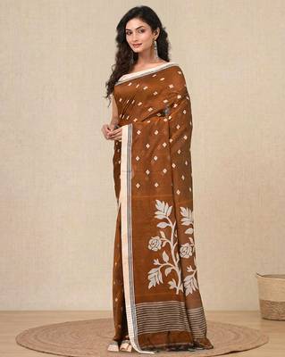 mustard geometric motifs cotton blend soft saree 2