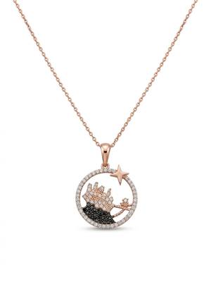 925 Sterling Silver Rose Gold Plated Tree of Life Pendant Necklace Set  for Women 2