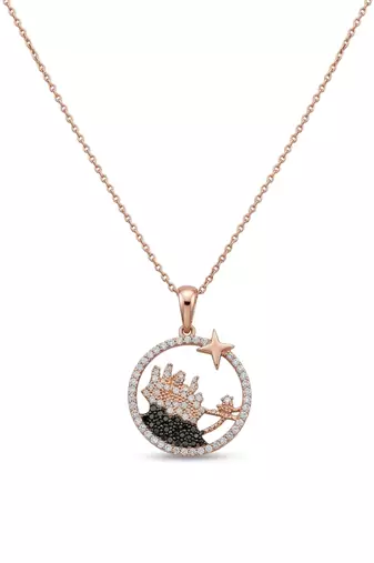 925 Sterling Silver Rose Gold Plated Tree of Life Pendant Necklace Set  for Women