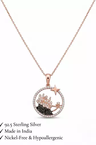925 Sterling Silver Rose Gold Plated Tree of Life Pendant Necklace Set  for Women