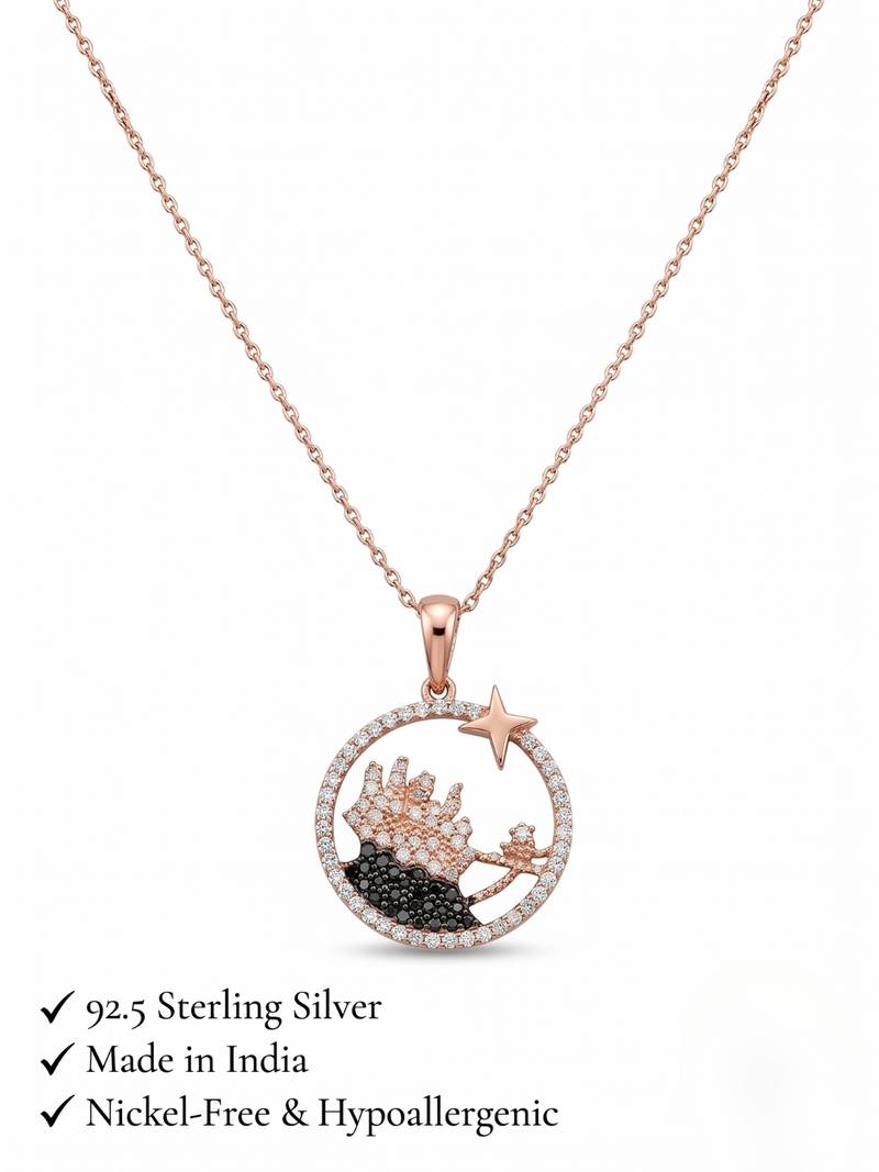 925 Sterling Silver Rose Gold Plated Tree of Life Pendant Necklace Set  for Women