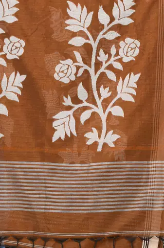 mustard geometric motifs cotton blend soft saree