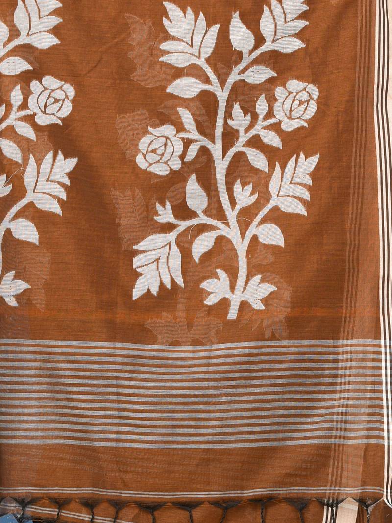 mustard geometric motifs cotton blend soft saree