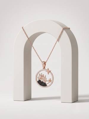 925 Sterling Silver Rose Gold Plated Tree of Life Pendant Necklace Set  for Women 5