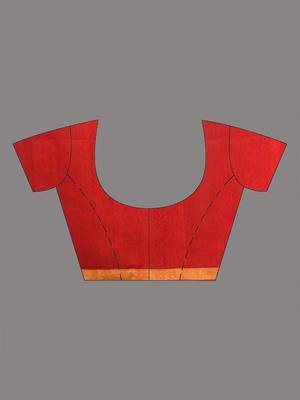 red sequin work resham silk blend soft saree 5