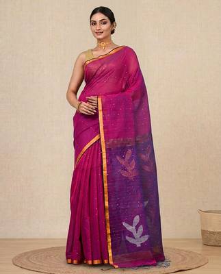 purple sequin work resham silk blend soft saree 1