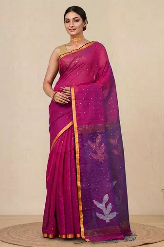purple sequin work resham silk blend soft saree