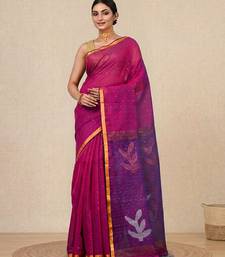 purple sequin work resham silk blend soft saree