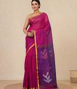 purple sequin work resham silk blend soft saree
