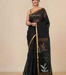 black sequin work resham silk blend soft saree