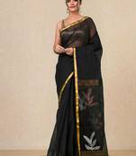 black sequin work resham silk blend soft saree