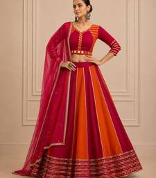 Rani pink Cotton Handwork Navratri Lehenga Choli