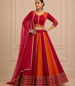 Rani pink Cotton Handwork Navratri Lehenga Choli