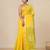 yellow sequin work resham silk blend soft saree