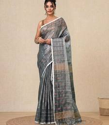 Silver solid rasham tissue soft saree