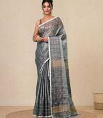 Silver solid rasham tissue soft saree