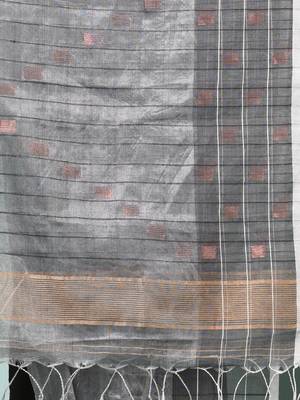 Silver solid rasham tissue soft saree 4