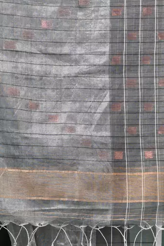 Silver solid rasham tissue soft saree