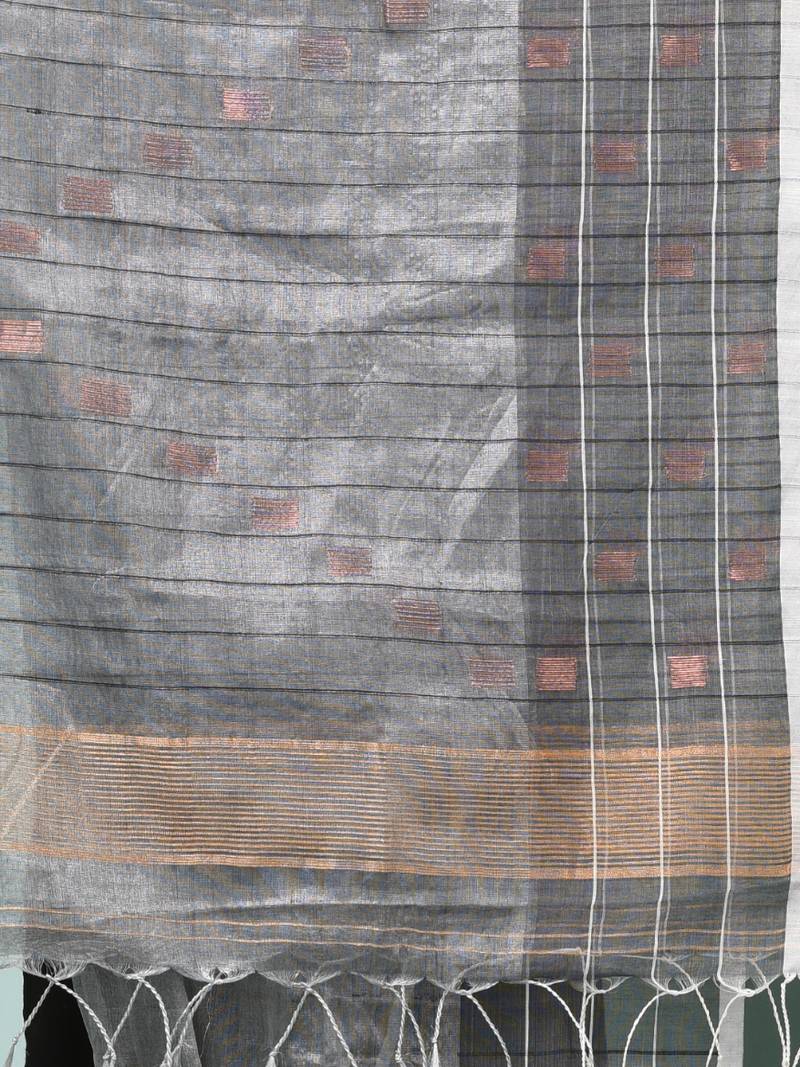 Silver solid rasham tissue soft saree