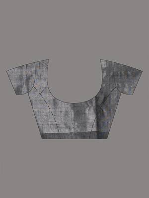 Silver solid rasham tissue soft saree 5
