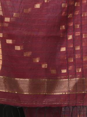 maroon solid resham silk blend soft saree 4