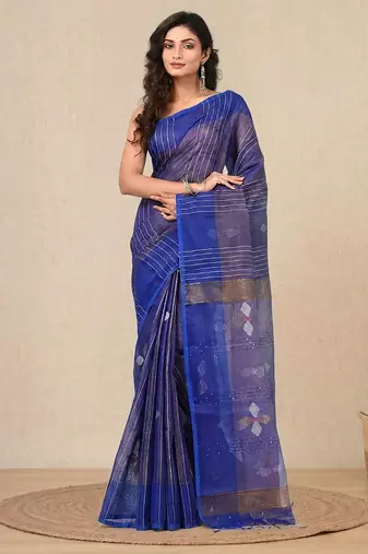 Blue stripes tissue soft saree
