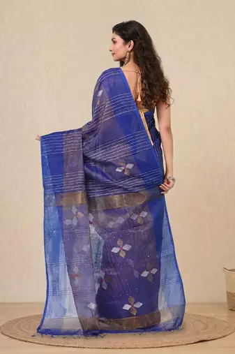 Blue stripes tissue soft saree