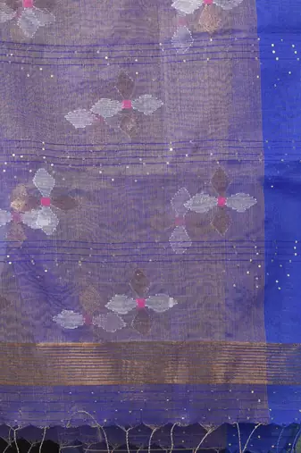 Blue stripes tissue soft saree